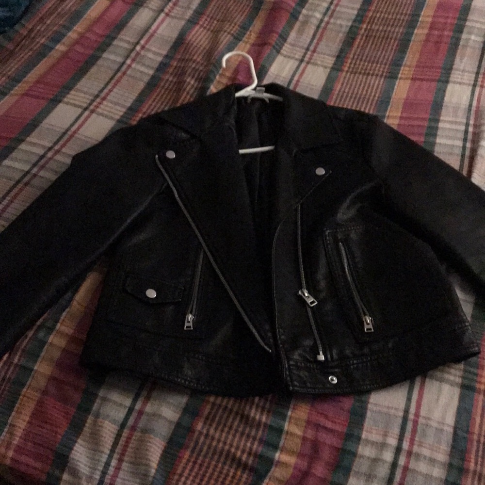 Top shop leather jacket, size 12 large, in great condition!